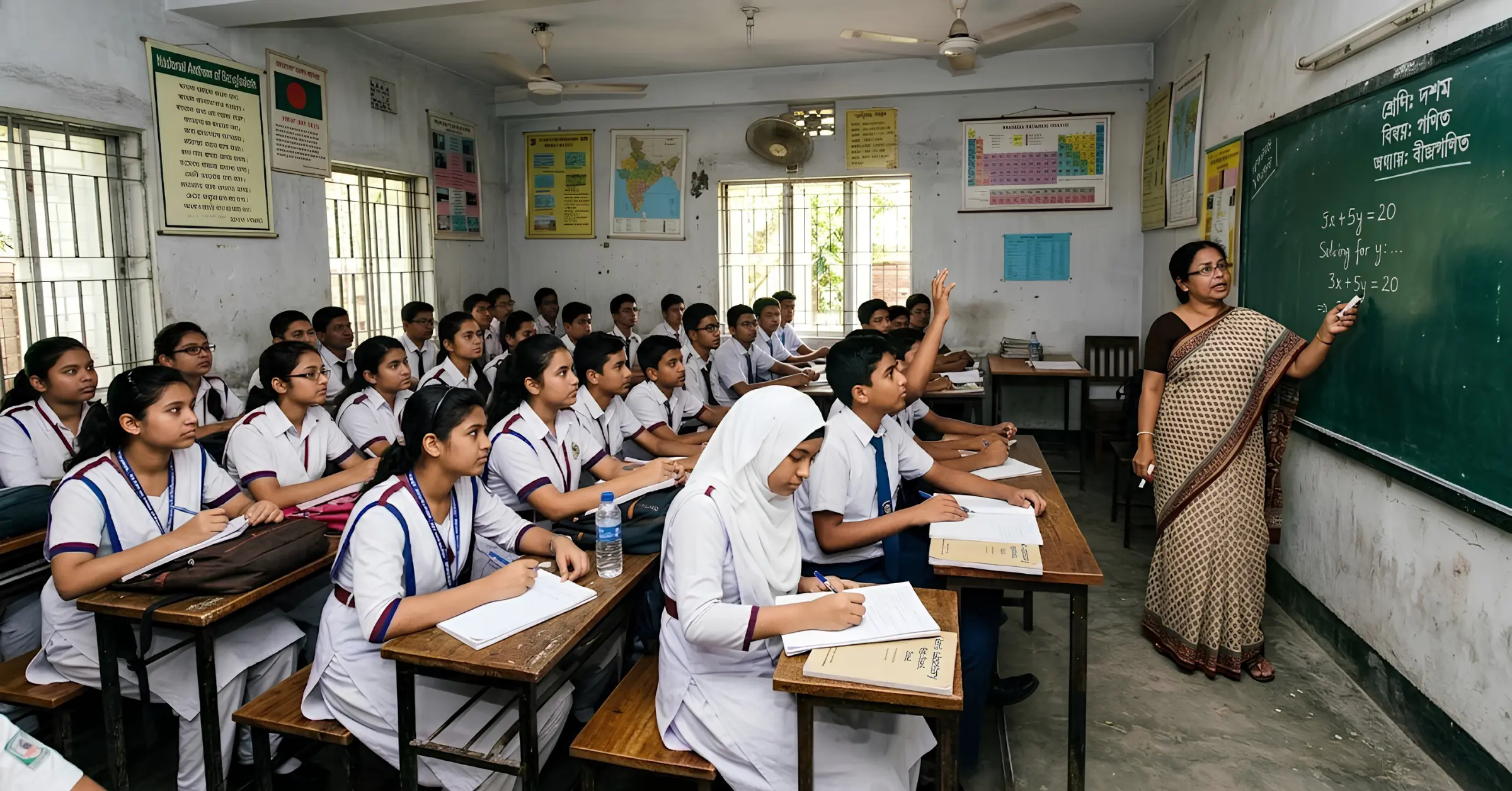 স্কুল ক্যাম্পাসে কয়েকজন শিক্ষার্থী উপস্থিত, সশরীরে ক্লাস কার্যক্রমের প্রতীকী দৃশ্য