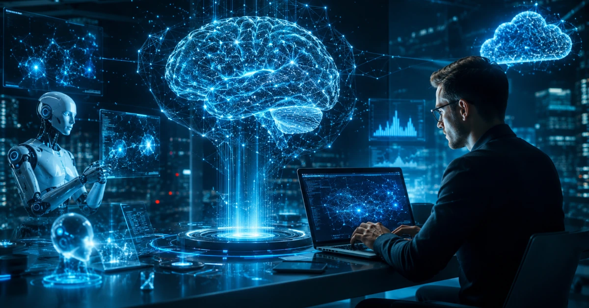 OpenAI ChatGPT-5.5 futuristic AI technology illustration with digital brain, AI agents and advanced artificial intelligence concept.