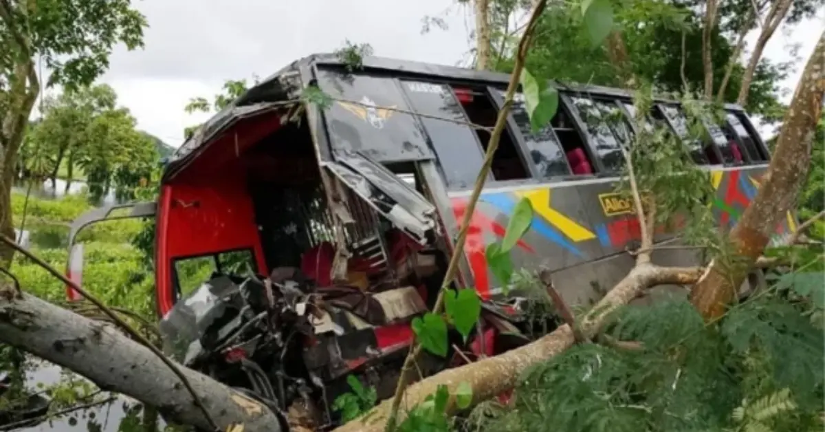 গোপালগঞ্জে বাস খাদে পড়ে দুর্ঘটনা