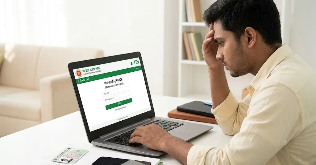 ই-টিন অ্যাকাউন্টের পাসওয়ার্ড পুনরুদ্ধার