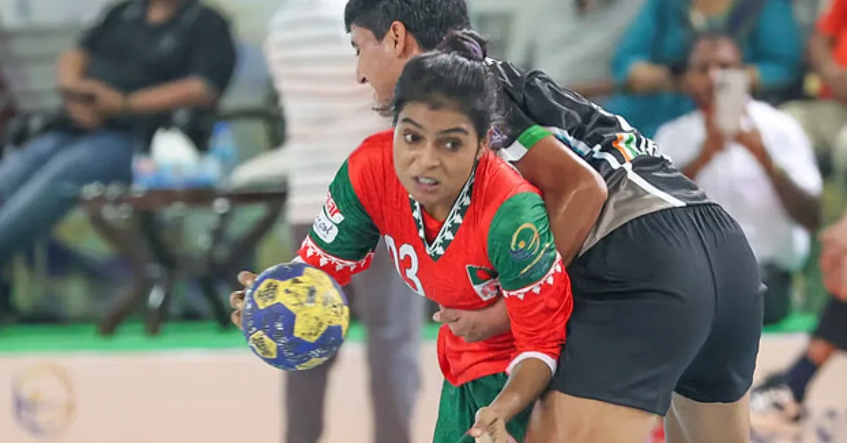 বাংলাদেশ ভারত হ্যান্ডবল ম্যাচে বাংলাদেশের রক্ষণ