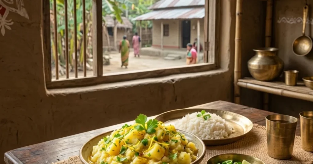 লেবু খোসা ছোঁয়া সেদ্ধ আলু মাখা