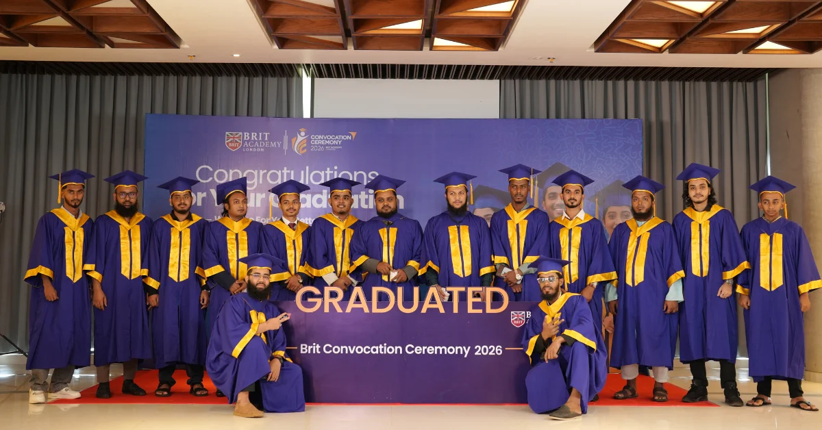 BRIT Academy London-এর Convocation 2026: ১৬০+ গ্র্যাজুয়েটের সাফল্য উদযাপন 3 BRIT Academy London Convocation Ceremony 2026 graduates celebrating academic achievement